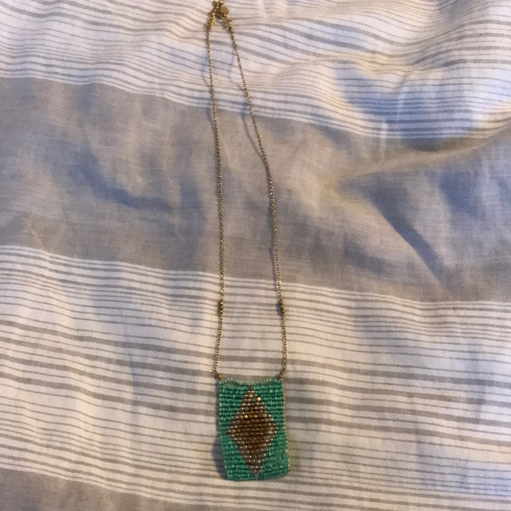 Gold and turquoise beaded necklace
